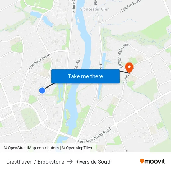 Cresthaven / Brookstone to Riverside South map