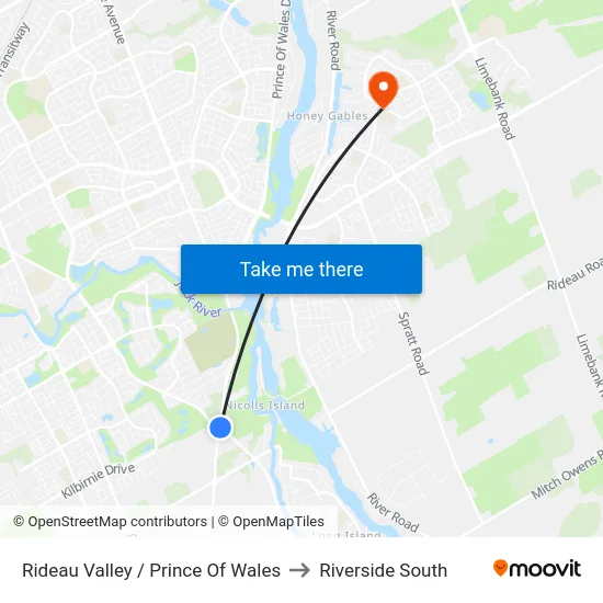 Rideau Valley / Prince Of Wales to Riverside South map