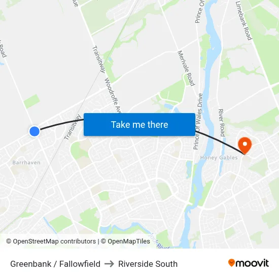 Greenbank / Fallowfield to Riverside South map