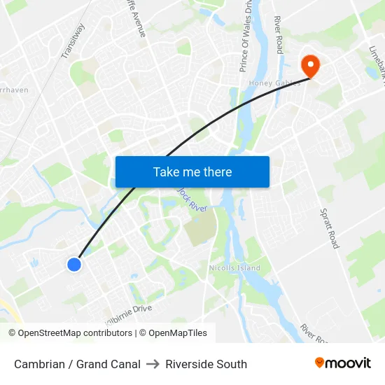 Cambrian / Grand Canal to Riverside South map