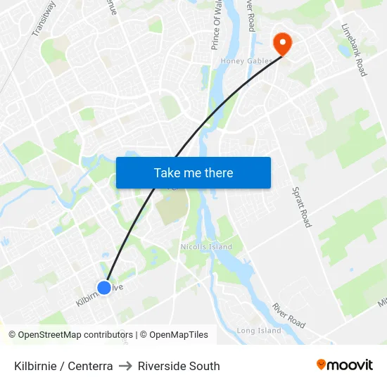 Kilbirnie / Centerra to Riverside South map
