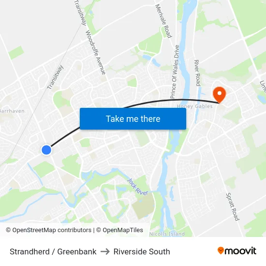 Strandherd / Greenbank to Riverside South map