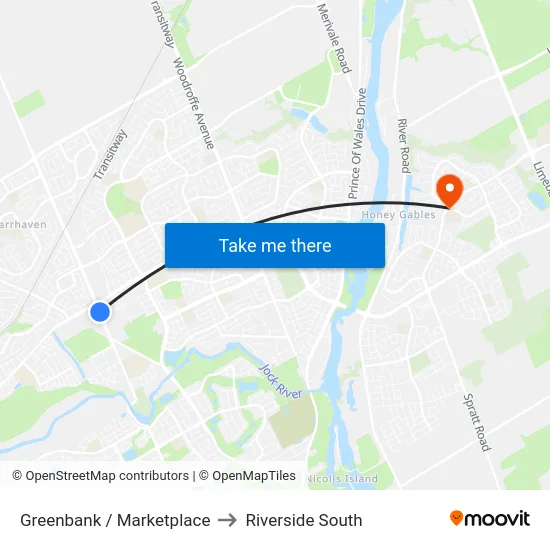 Greenbank / Marketplace to Riverside South map