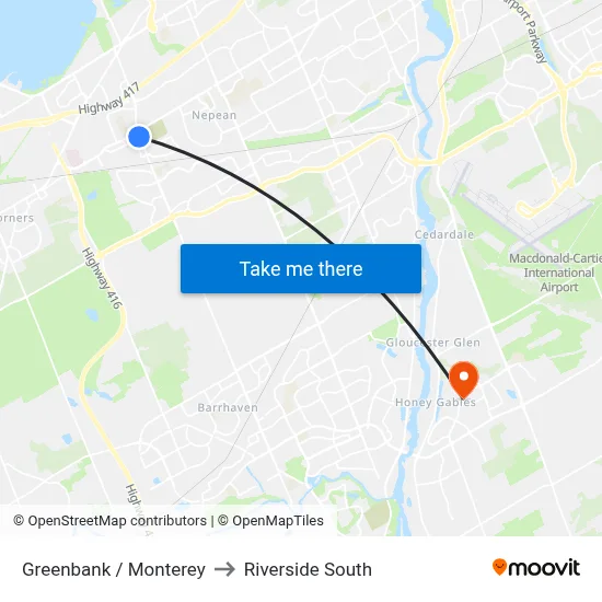 Greenbank / Monterey to Riverside South map