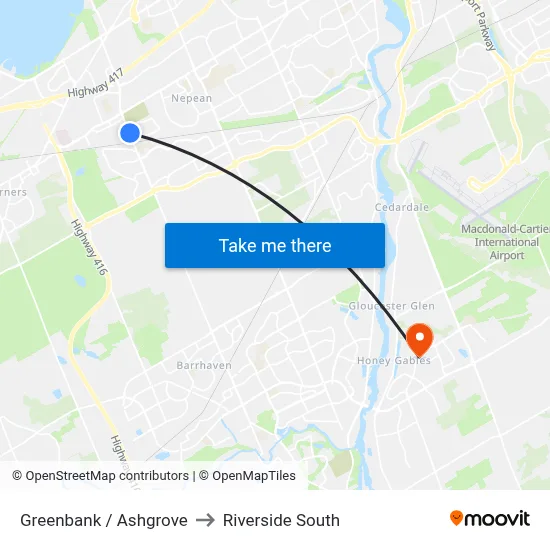 Greenbank / Ashgrove to Riverside South map
