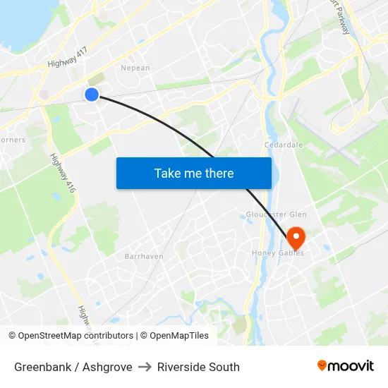 Greenbank / Ashgrove to Riverside South map