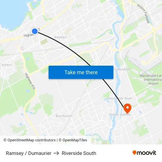 Ramsey / Dumaurier to Riverside South map
