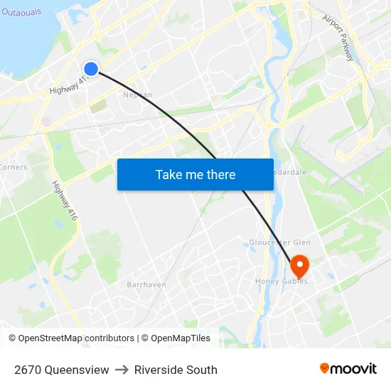 2670 Queensview to Riverside South map