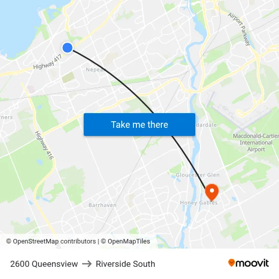 2600 Queensview to Riverside South map