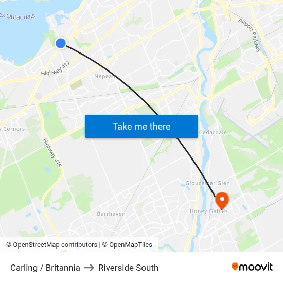 Carling / Britannia to Riverside South map