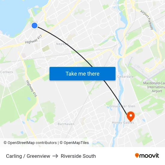 Carling / Greenview to Riverside South map