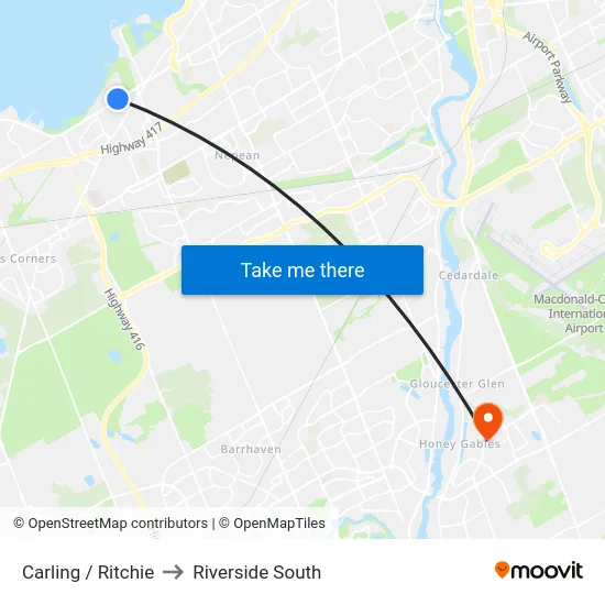 Carling / Ritchie to Riverside South map