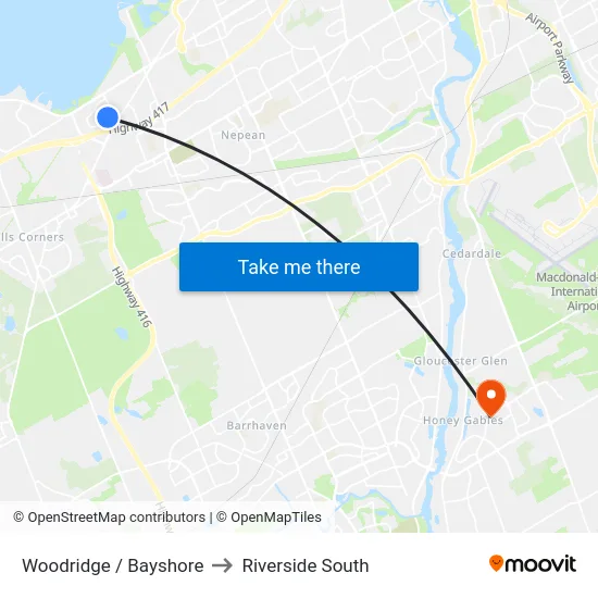 Woodridge / Bayshore to Riverside South map