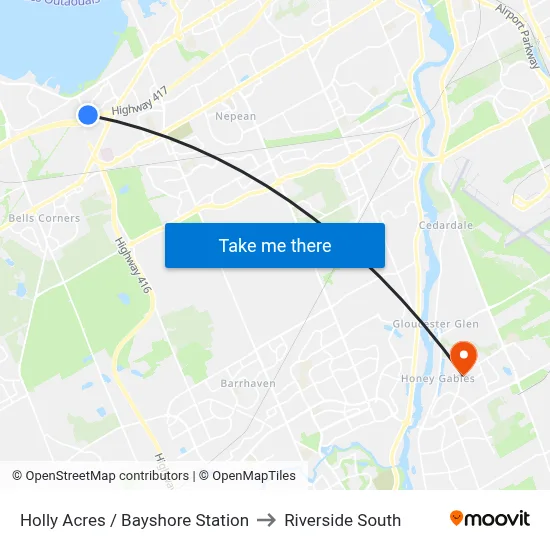 Holly Acres / Bayshore Station to Riverside South map