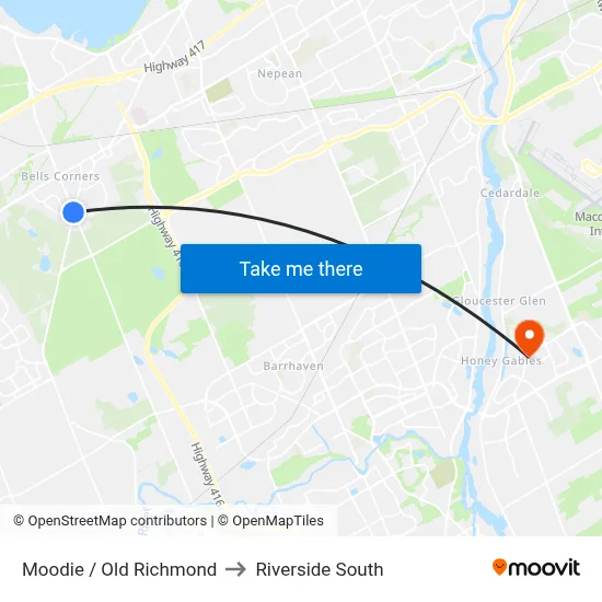 Moodie / Old Richmond to Riverside South map