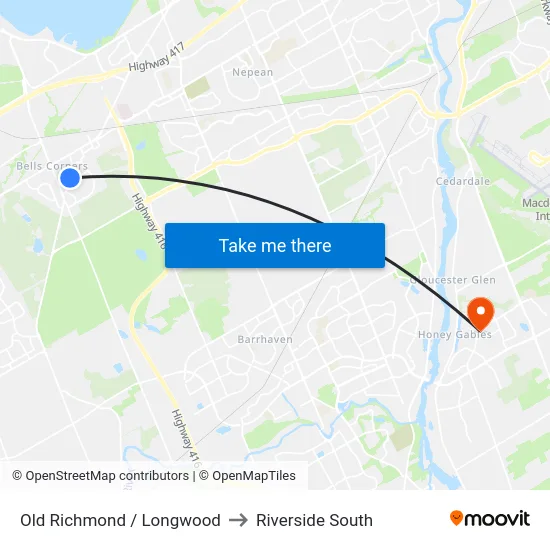Old Richmond / Longwood to Riverside South map