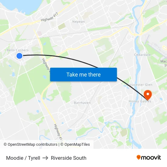Moodie / Tyrell to Riverside South map