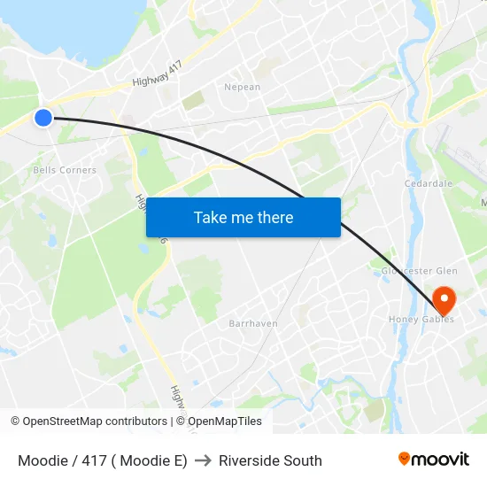 Moodie / 417 ( Moodie E) to Riverside South map