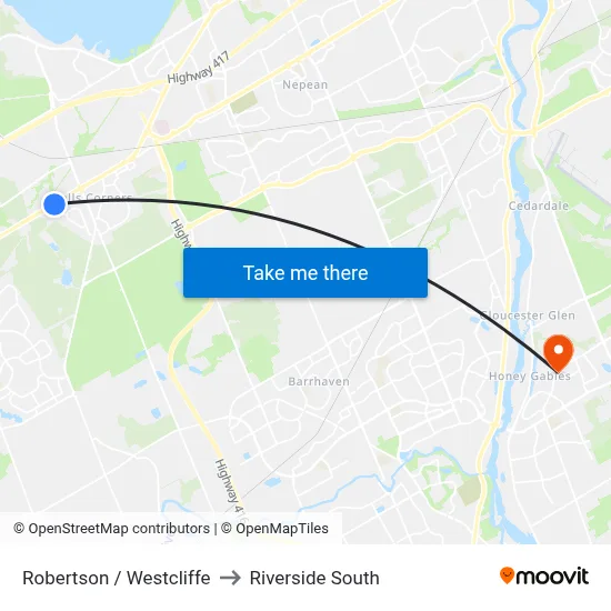 Robertson / Westcliffe to Riverside South map