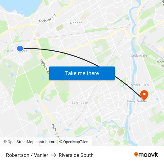 Robertson / Vanier to Riverside South map