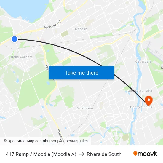 417  Ramp / Moodie (Moodie A) to Riverside South map