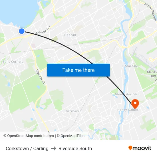 Corkstown / Carling to Riverside South map