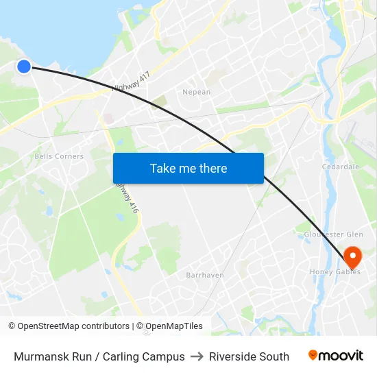 Murmansk Run / Carling Campus to Riverside South map