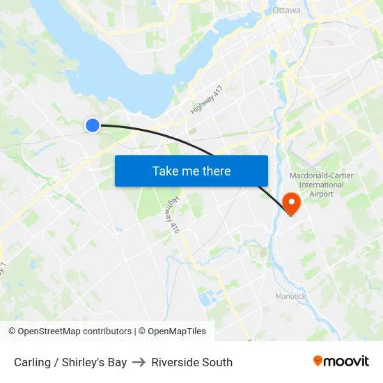 Carling / Shirley's Bay to Riverside South map
