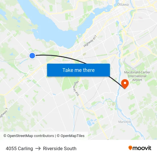 4055 Carling to Riverside South map