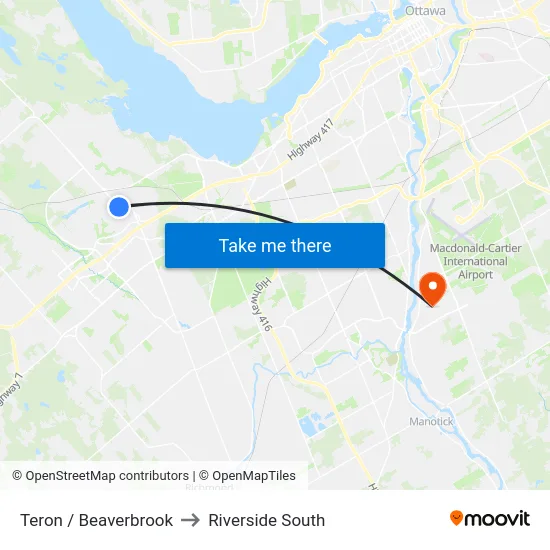 Teron / Beaverbrook to Riverside South map