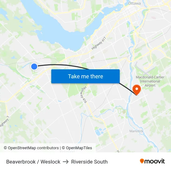 Beaverbrook / Weslock to Riverside South map
