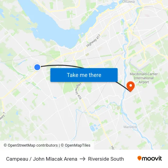 Campeau / John Mlacak Arena to Riverside South map