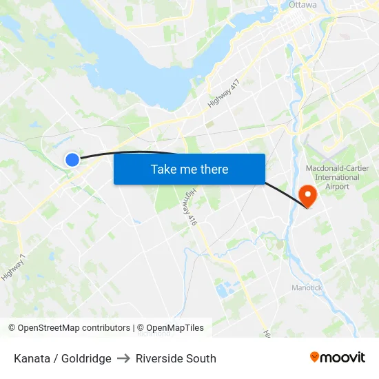Kanata / Goldridge to Riverside South map