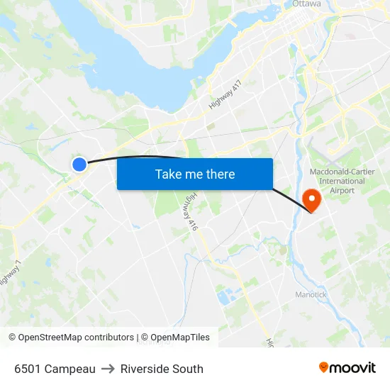 6501 Campeau to Riverside South map