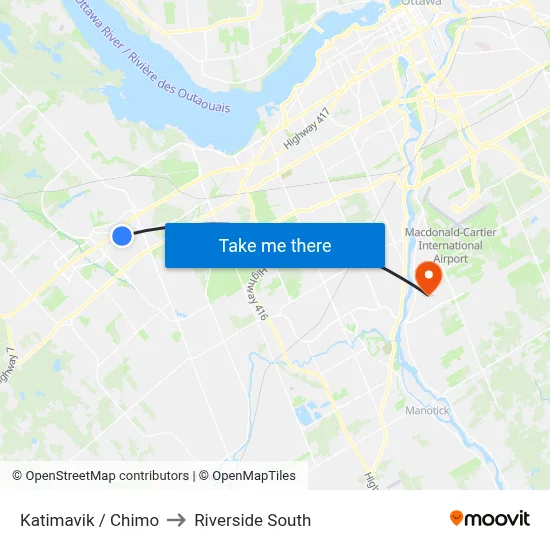 Katimavik / Chimo to Riverside South map