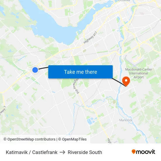 Katimavik / Castlefrank to Riverside South map