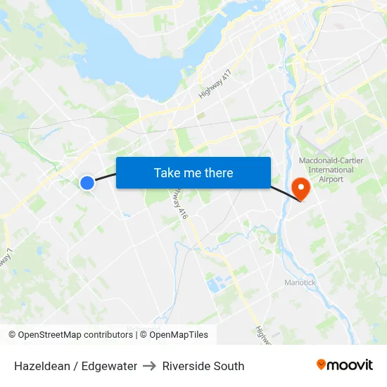 Hazeldean / Edgewater to Riverside South map