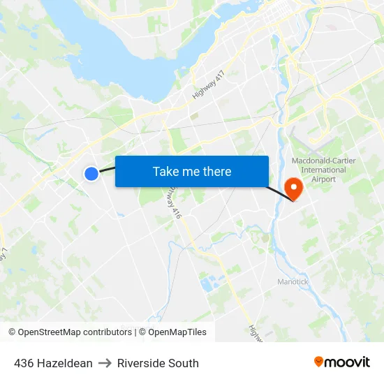 436 Hazeldean to Riverside South map