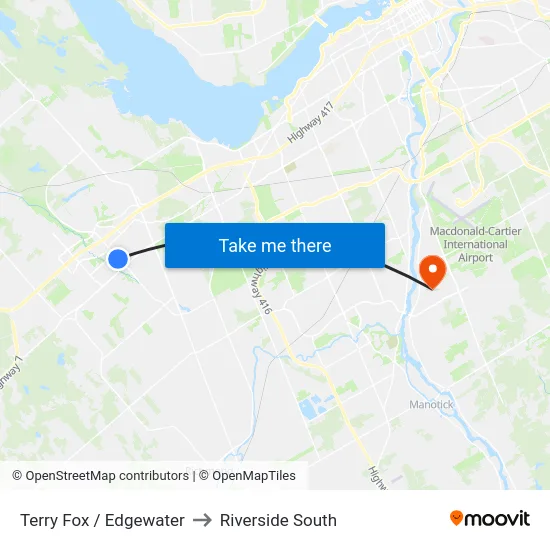 Terry Fox / Edgewater to Riverside South map