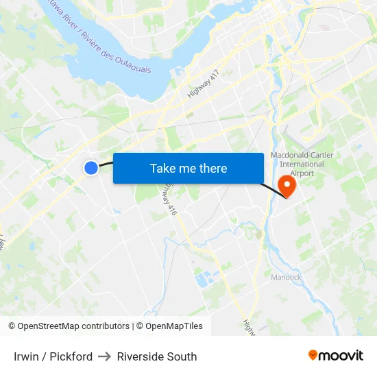 Irwin / Pickford to Riverside South map