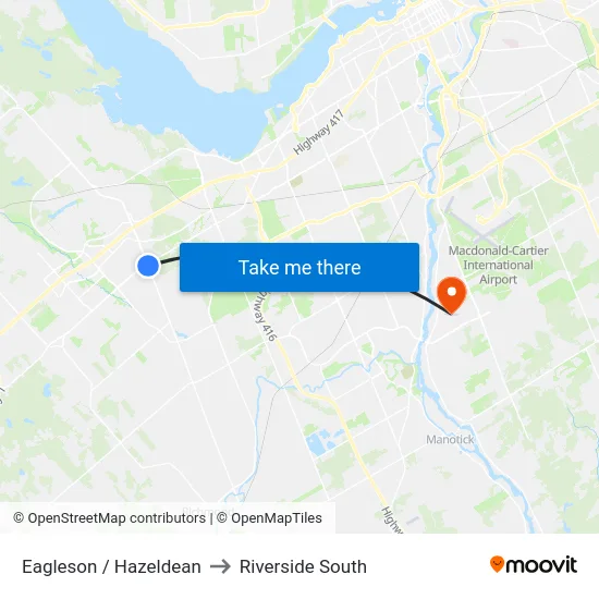 Eagleson / Hazeldean to Riverside South map