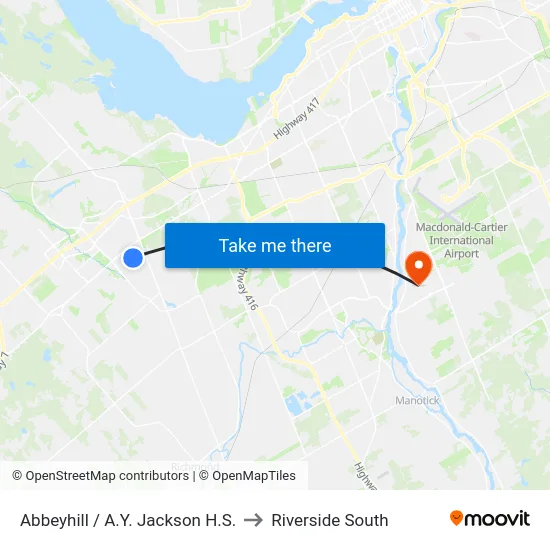 Abbeyhill / A.Y. Jackson H.S. to Riverside South map