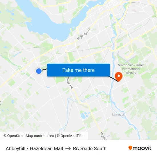 Abbeyhill / Hazeldean Mall to Riverside South map