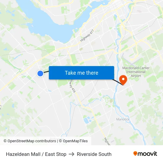 Hazeldean Mall / East Stop to Riverside South map