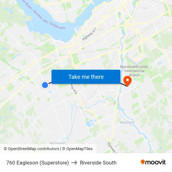 760 Eagleson (Superstore) to Riverside South map