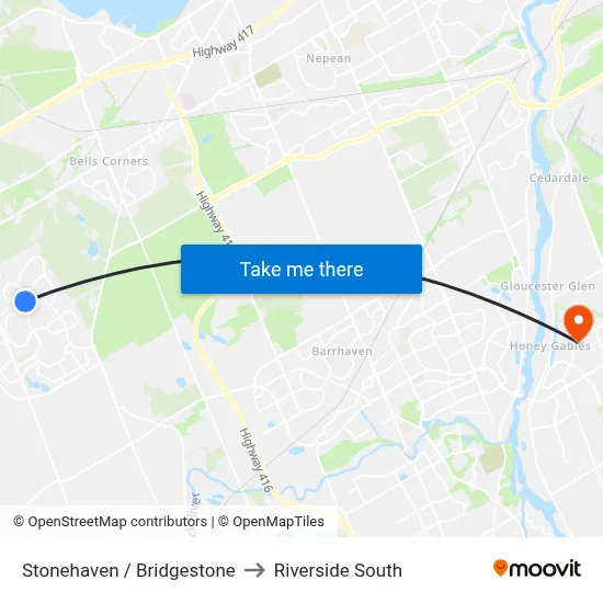 Stonehaven / Bridgestone to Riverside South map