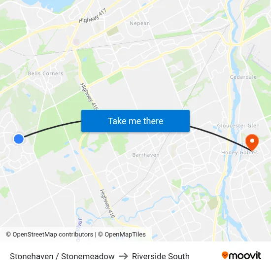 Stonehaven / Stonemeadow to Riverside South map