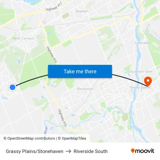 Grassy Plains/Stonehaven to Riverside South map
