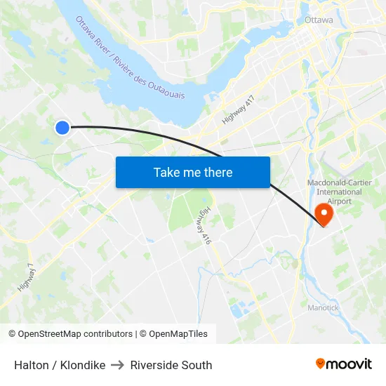 Halton / Klondike to Riverside South map