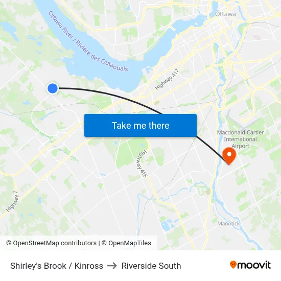 Shirley's Brook / Kinross to Riverside South map